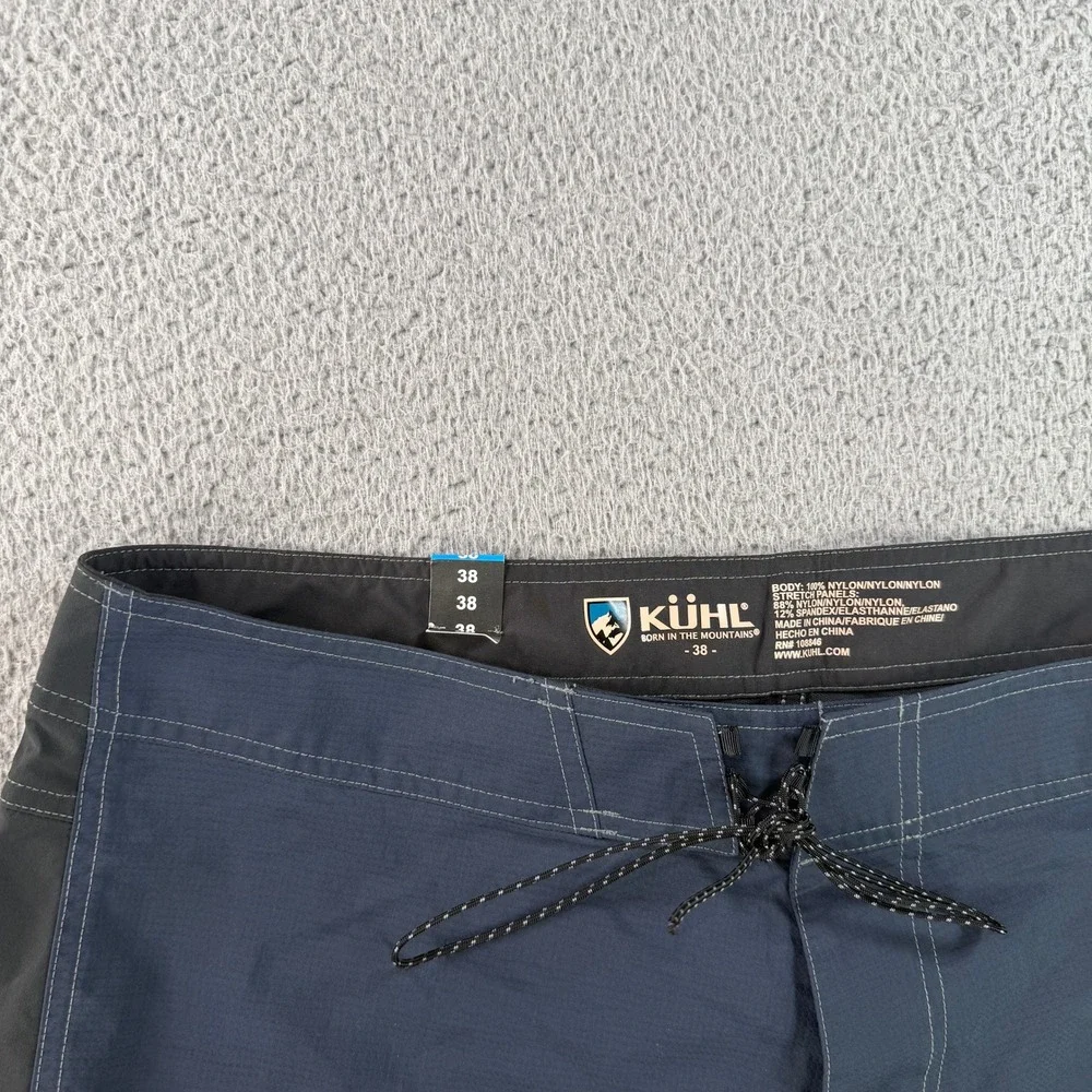 Kuhl Mutiny Technical Boardshorts‎ Mens 38 Navy Black Stretch Swim Trunks Shorts